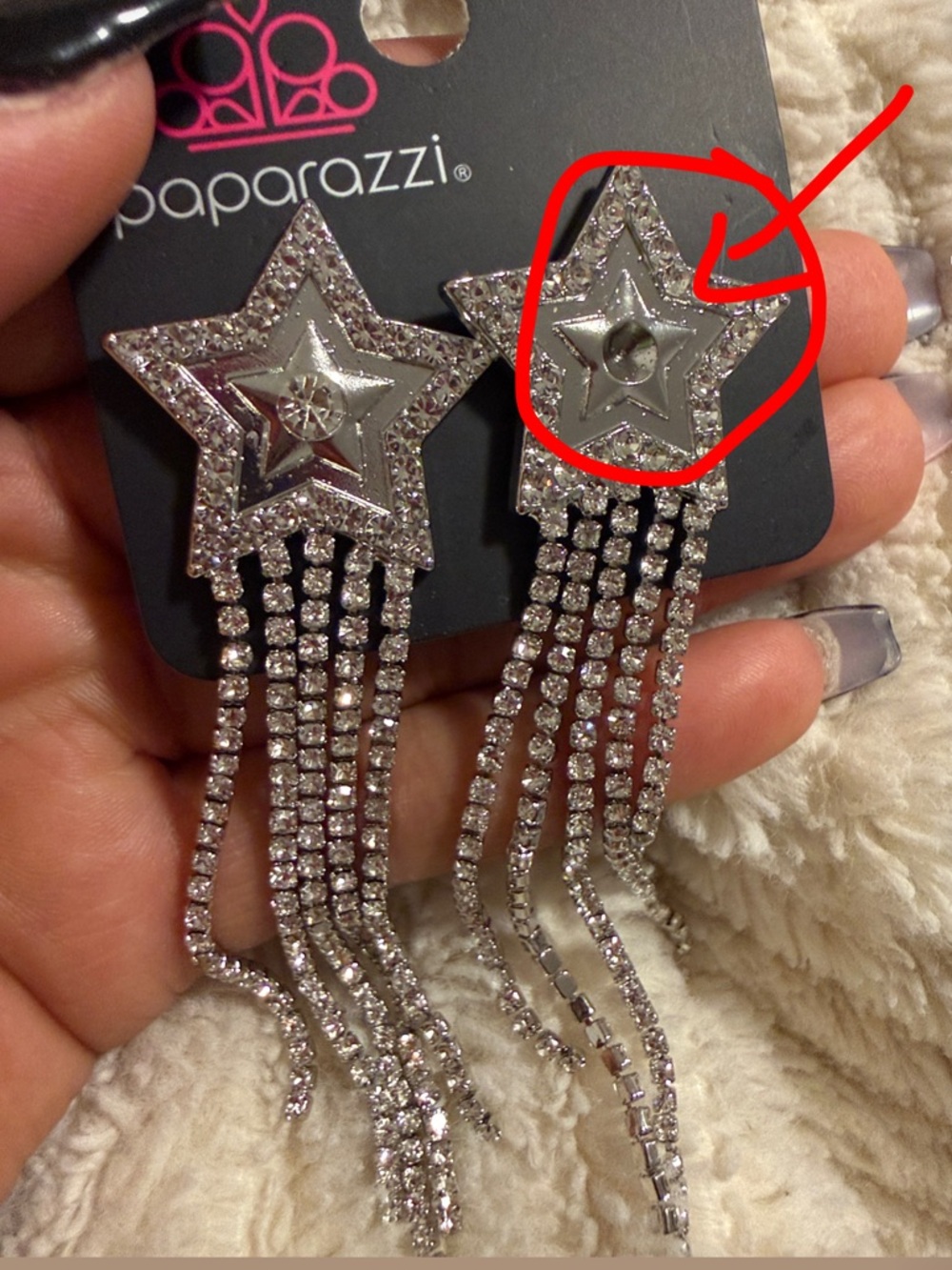 NWT Silver Star Tassel Earrings - Picture 5 of 5